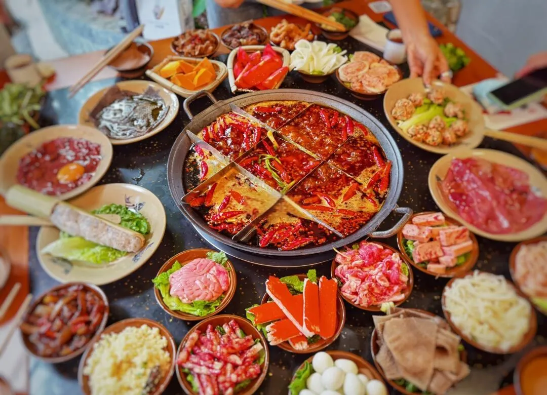 Chongqing Hotpot - Authentic spicy butter hotpot with beef tripe and fresh ingredients